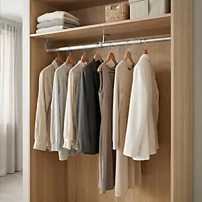Tringle de penderie télescopique aluminium chromé Ø2,5 cm de 110 à 200 cm avec support