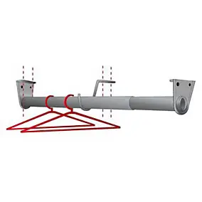 Tringle de penderie télescopique aluminium chromé Ø2,5 cm de 68 à 120 cm avec support