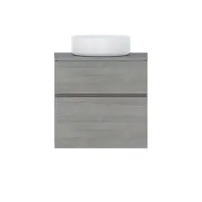 Meuble sous vasque l.60 cm, effet chêne clair, 2 tiroirs, Calao