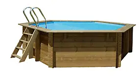 Piscine bois Blooma Lunda Ø412 x H119 cm avec filtration, liner bleu, installation hors sol ou enterrée