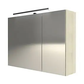 Armoire de toilette avec miroir effet chêne l.90 cm, Calao