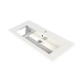 Plan vasque faible profondeur l.90 x P.38 cm en résine blanc, Calao