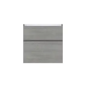 Meuble sous vasque faible profondeur l.60 cm, effet chêne clair, 2 tiroirs, Calao