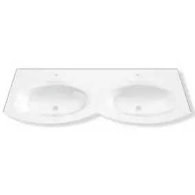 Plan double vasque en verre blanc l.138 cm, Vague