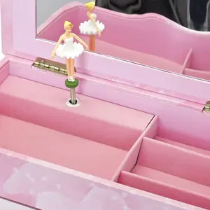 Grande boîte à bijoux musicale à tiroirs Ballerine rose