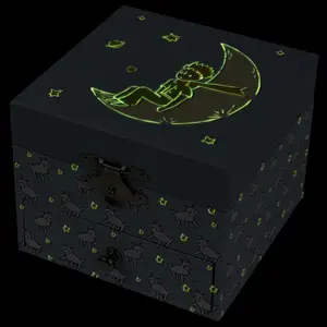 Boîte à musique cube Le Petit Prince bleu clair
