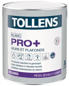 Peinture bicouche murs et plafonds intérieure Pro+ acrylique velours blanc 3 L