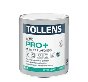 Peinture bicouche murs et plafonds Pro+ intérieure acrylique velours blanc 3 L