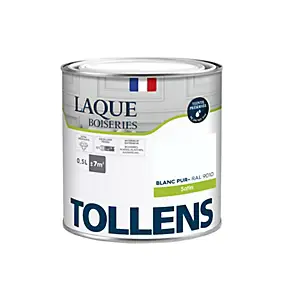 Laque boiseries et métal Tollens RAL 9010 blanc pur satin 500ml
