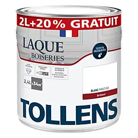 Laque boiseries et métal Tollens blanc prestige brillant 2L+20% gratuit