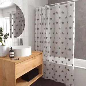 Rideau de douche "Star" blanc/gris 180 x 200 cm