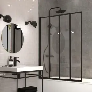 Pare baignoire 4 volets pliants noir 110 cm