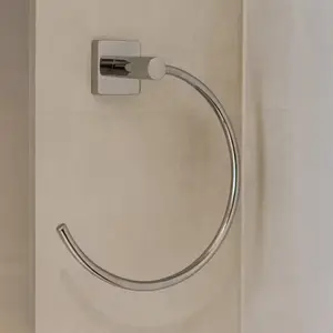 Porte serviette rond "Kaly" chromé - P. 7,1 cm x H. 19 cm x l. 17,5 cm