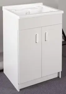 Meuble bac à laver + lavabo résine - H. 87 x l. 60 x P. 46,6 cm