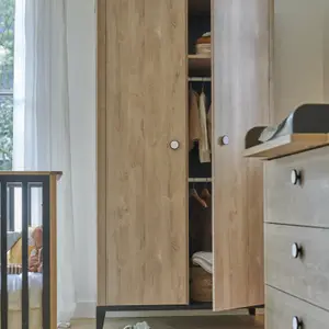 Armoire 2 portes en chêne blond noir Marcel