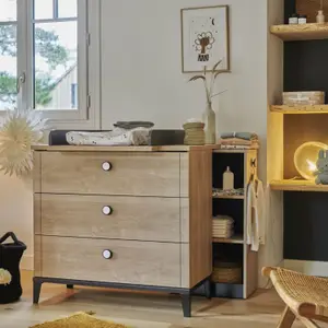 Petite bibliothèque mobile Chêne blond noir Marcel