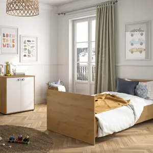 Lit bébé évolutif en lit junior Arthur imitation chêne (60 x 120 cm)