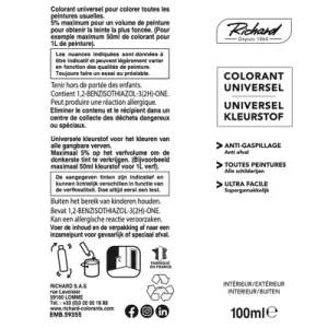Colorant universel pour peinture rouge vif 100ml