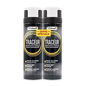 Lot 2 peintures aérosol traceur spéciale marquage Richard blanc 400ml