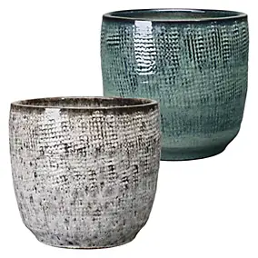 Assortiment pot rond en terre cuite coloris assortis Deroma Teal