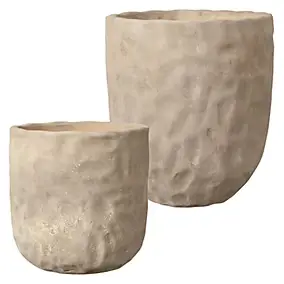Assortiment pot rond cuvier en terre cuite beige ø30/36/38/45/48/56/ Deroma Fossil