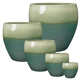 Assortiment pot rond en terre cuite vert ø20/30/40/50/62cm Deroma Guardians Jade