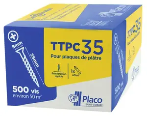 Boîte de 500 vis plaque de plâtre TTPC 8 x 35 mm