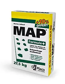 Mortier adhésif MAP® Formule + 25kg + 10% offert de plaque de plâtre