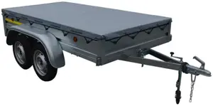 Remorque double essieu avec bâche - L. 256 x l. 134 x P. 30 cm