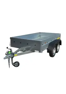 Remorque acier double essieux 250 x 128 x 35 cm charge 500 kg hayon rabattable