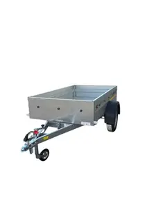Remorque acier simple essieu 500 kg caisse 194x114x35 cm hayon rabattable