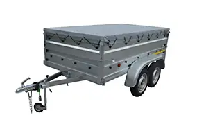 Remorque avec réhausse pleine et bâche Trigano NFB2530 double essieu 600 kg