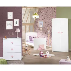 Commode à langer New Basic Boutons coeur rose