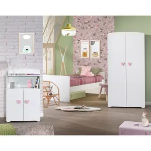 Armoire 2 portes New Basic Boutons coeur rose