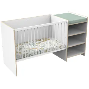 Lit combiné évolutif First Blanc et bois (60 x 120 cm)