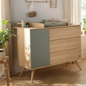 Commode 3 tiroir et 1 porte Seventies sauge