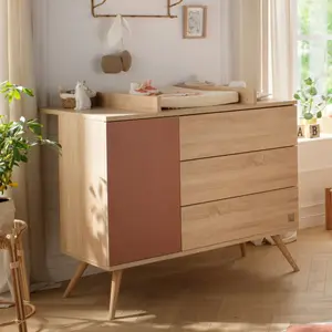 Commode 3 tiroir et 1 porte Seventies terracotta