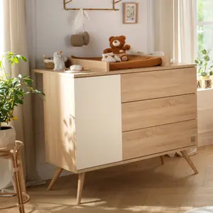 Commode 3 tiroir et 1 porte Seventies crème