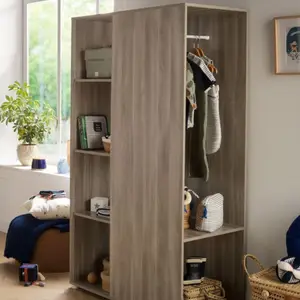 Armoire ouverte Up chêne silex