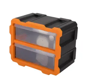 Boîte de rangement compacte 2 tiroirs plastique rigide transparent 24x20x14 cm