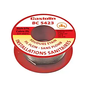 Fil plein de soudage étain 97% cuivre 3% sans plomb Castolin