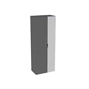 Colonne de salle de bains suspendue 2 portes gris anthracite brillant et miroir l.60 cm x H.160 x P.35 cm, Pamili
