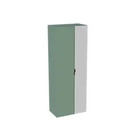 Colonne de salle de bains suspendue 2 portes vert sauge mat et miroir l.60 cm x H.160 x P.35 cm, Pamili