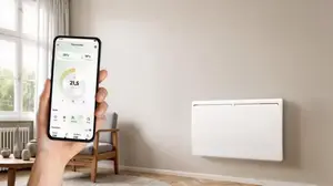 Radiateur à inertie sèche blanc 1500W Wifi ANNA montage mural, thermostat ajustable