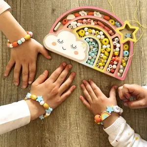 Coffret arc-en-ciel perles bois