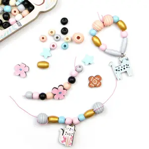 Coffret perles bois chat