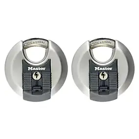 Cadenas à clé Master Lock Excell M40EURT disque en acier inoxydable Ø. 70 mm hauteur de l'anse 16 mm vendu par 2