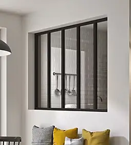 Verrière en aluminium noir 5 carreaux Optimum H.110 x 153,2 cm