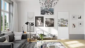 Bloc Porte Contemporain H. 204 X 93 X 3 cm cadre en aluminium blanc et verre transparent Poussant Droit