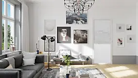 Bloc Porte Contemporain H. 204 X 73 X 3 cm cadre en aluminium blanc et verre Depoli blanc Poussant Gauche